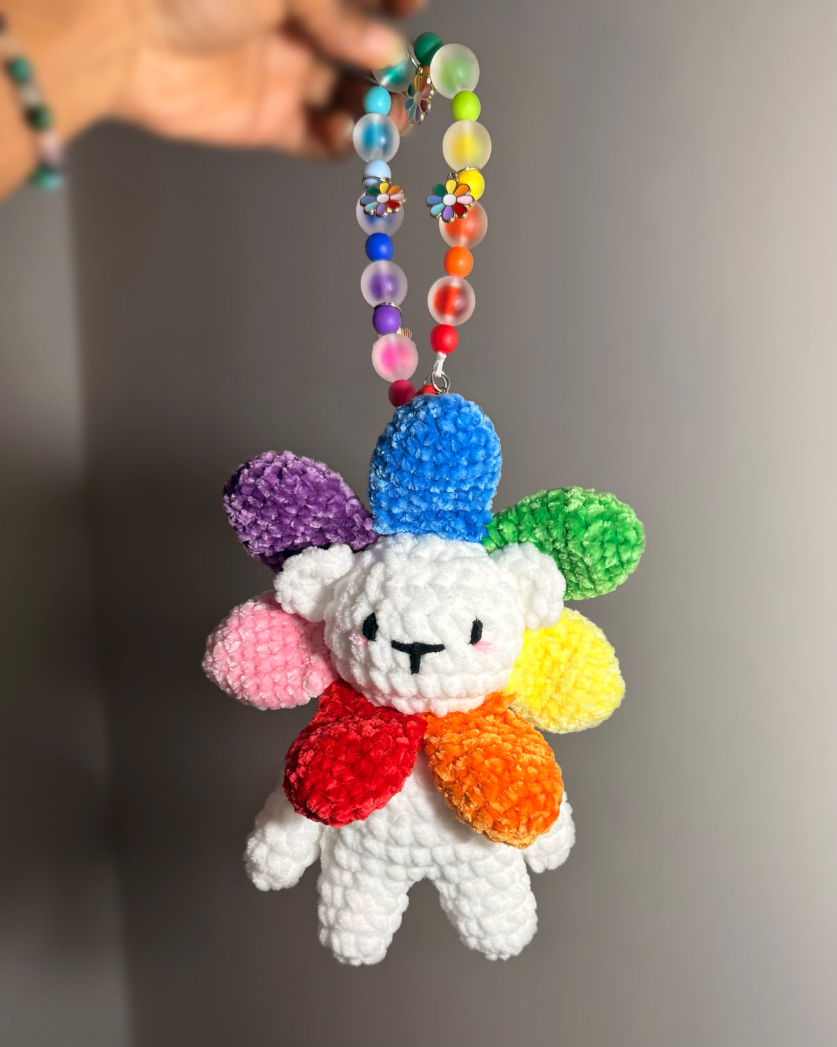 Rainbow Flower Bear Keychain