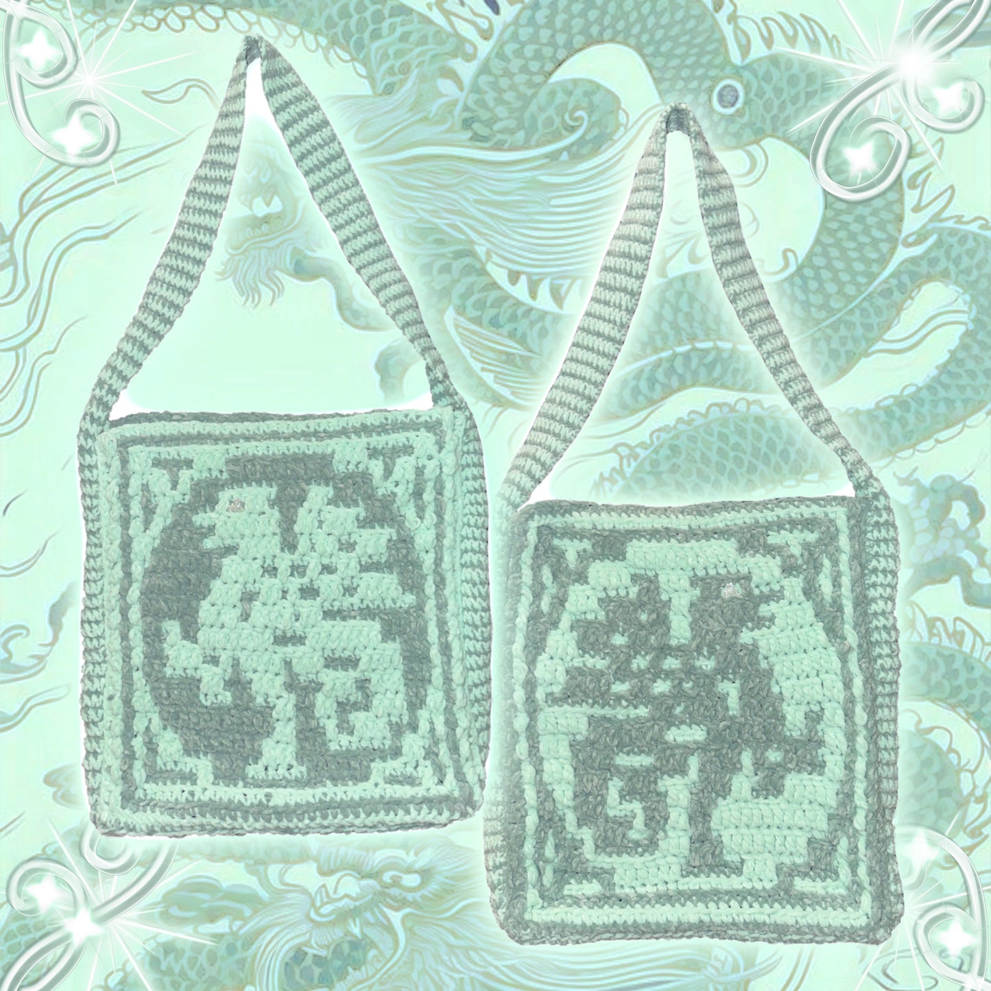 Dragon Mosaic Crochet Tote Bag