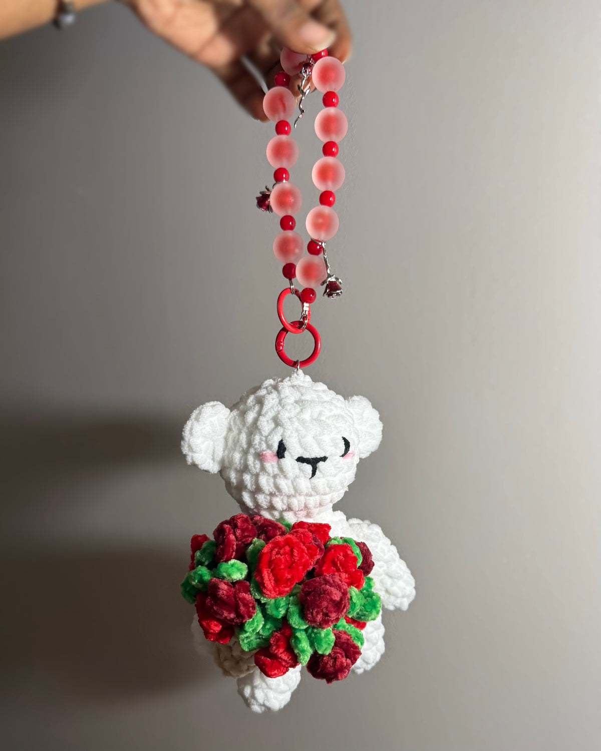 Rose Bouquet Coaster Bear Keychain
